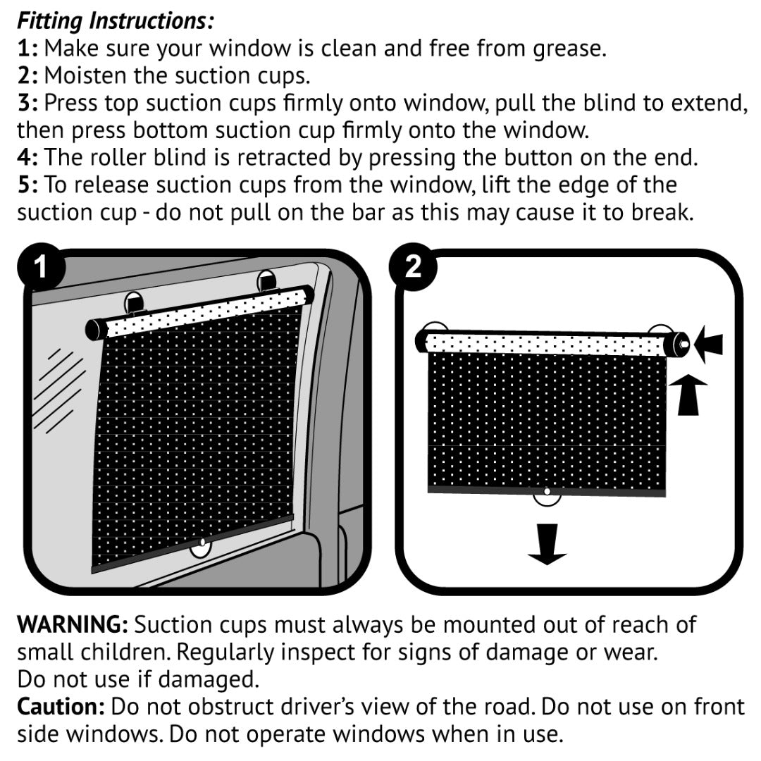 Clippasafe Roller Car Sun Blind - Twin Pack - Protect againsts UVA and UVB rays