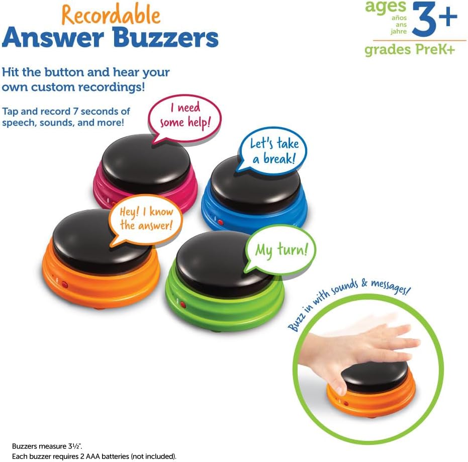 Learning Resources Recordable Answer Buzzers - Set of 4