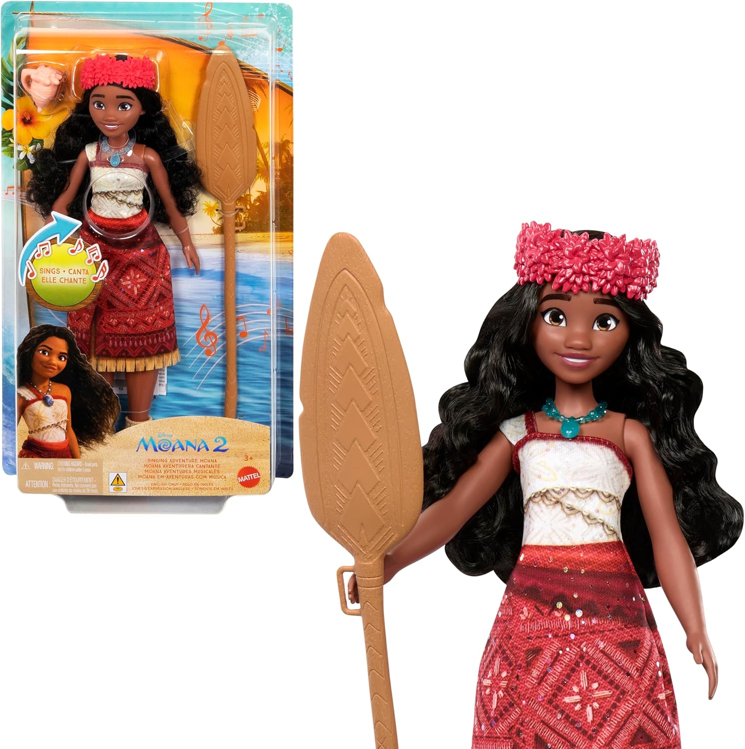 Mattel Disney Moana 2 Singing Adventure Moana Doll with Signature Outfit