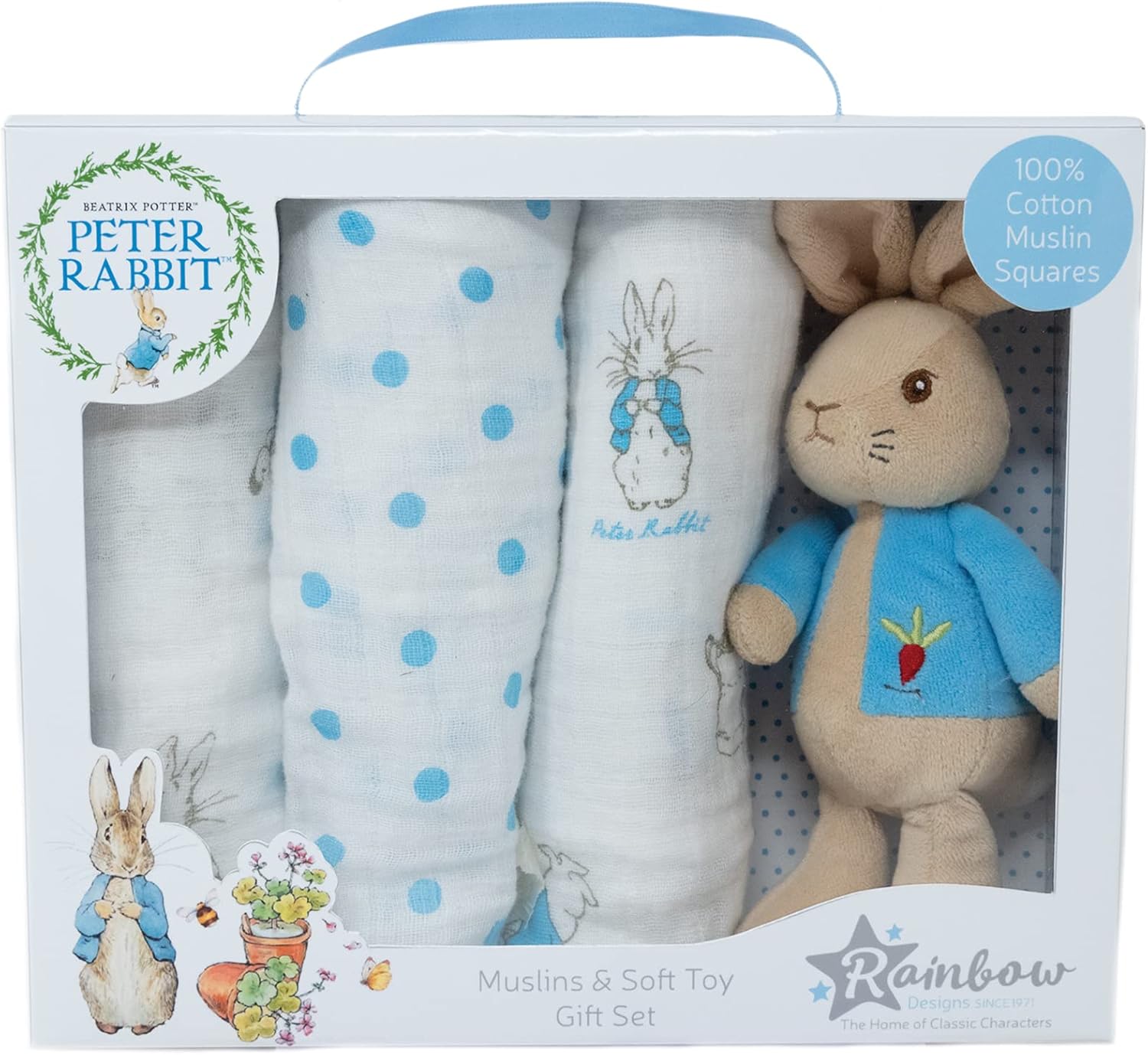 Rainbow Designs Peter Rabbit Soft Toy & Muslin Gift Set