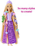 Disney Princess Fairy-Tale Hair Rapunzel Doll, Colour Changing Hair Extensions with Hairstyling Pieces