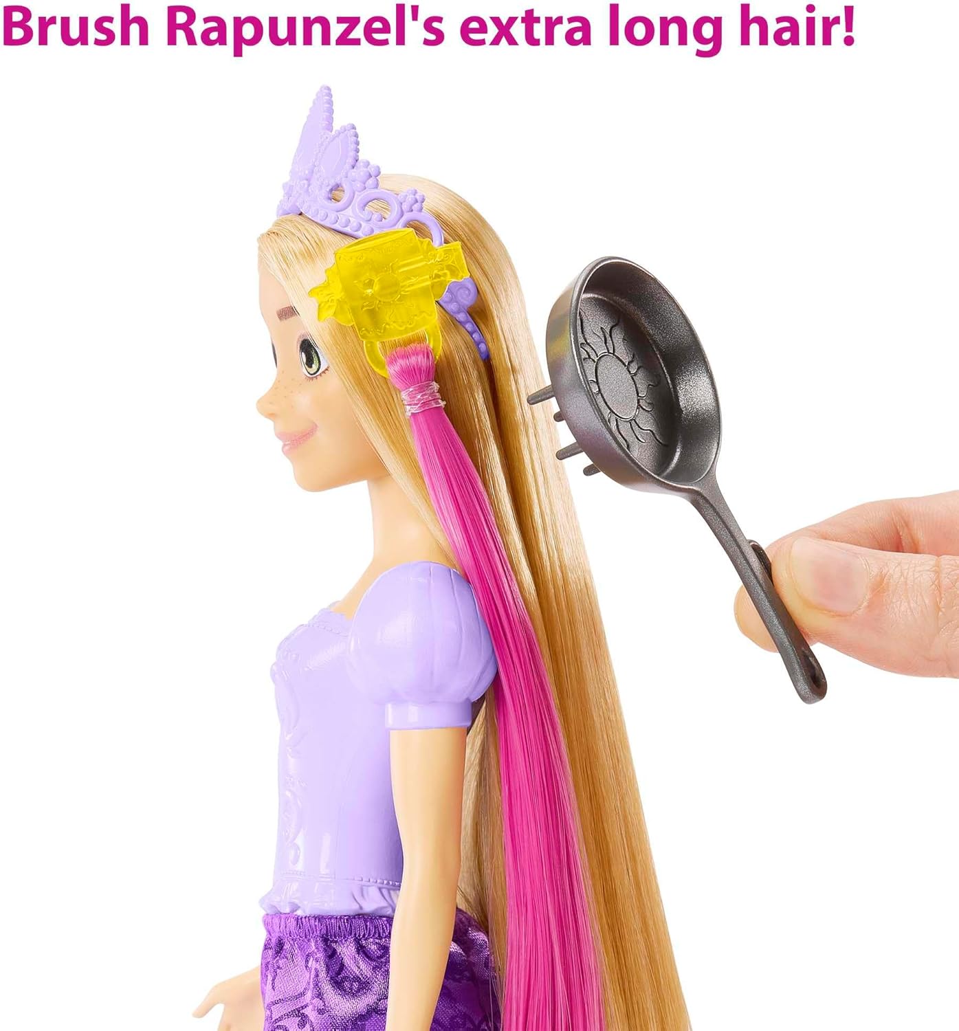 Disney Princess Fairy-Tale Hair Rapunzel Doll, Colour Changing Hair Extensions with Hairstyling Pieces