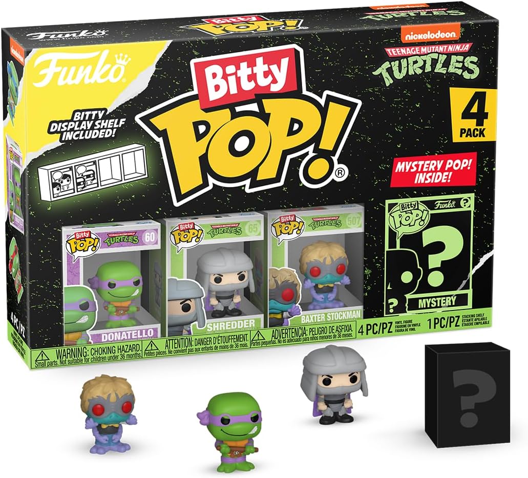 Funko Bitty POP! Teenage Mutant Ninja Turtles Donatello, Shredder, Baxter Stockman and A Surprise Mystery Mini Figure 0.9 Inch