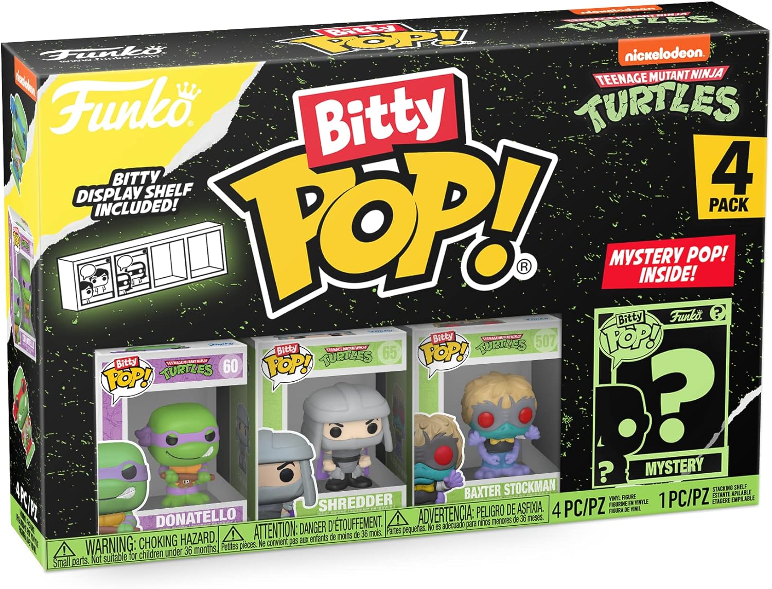 Funko Bitty POP! Teenage Mutant Ninja Turtles Donatello, Shredder, Baxter Stockman and A Surprise Mystery Mini Figure 0.9 Inch