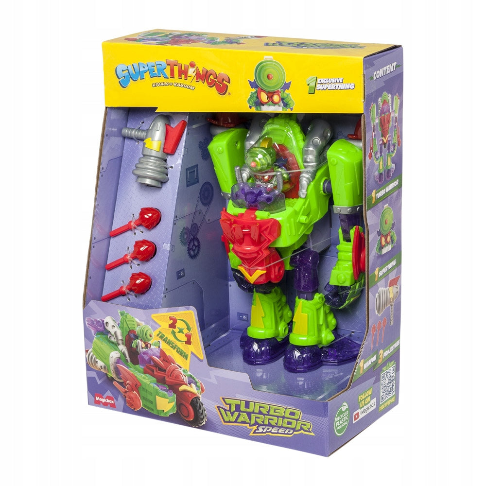 SuperThings Rivals of Kaboom 2-in-1 Turbo Warrior Speed Transforming Figure Transformable robot villain