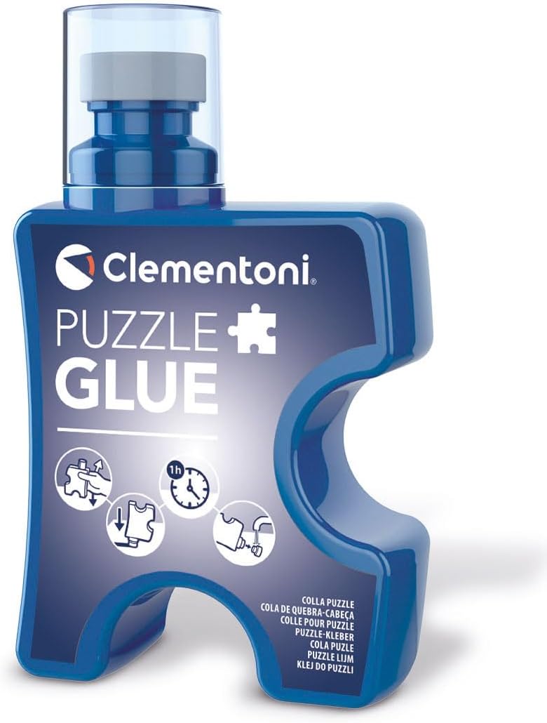 Clementoni- Liquid Glue for Jigsaw Puzzles 200 ML Easy to Apply Glue with Sponge Head