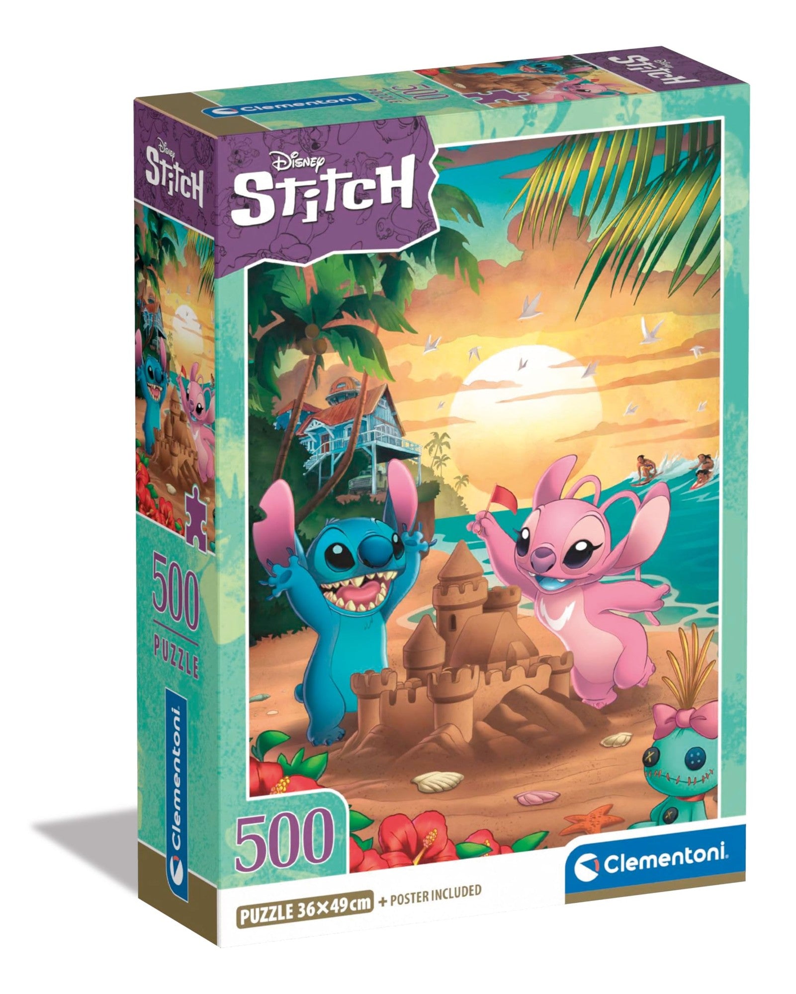 Clementoni Jigsaw Puzzle Cube Disney Stitch 500 Pieces Compact Box