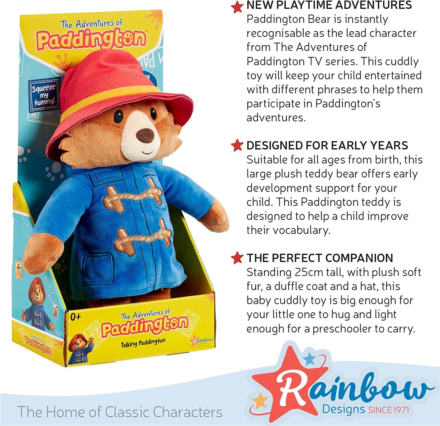 Rainbow Designs Adventures Of Paddington Talking Bear Soft Plush Toy